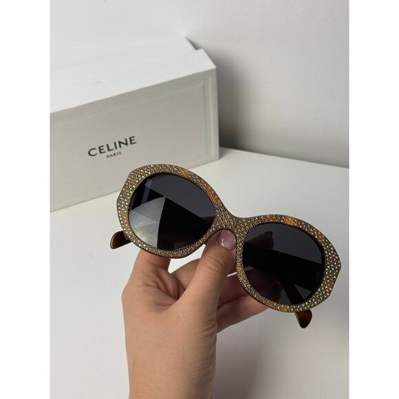 NEW Celine CL4240IS Brown Crystal Embellished Sunglasses $1050 - Picture 9 of 14
